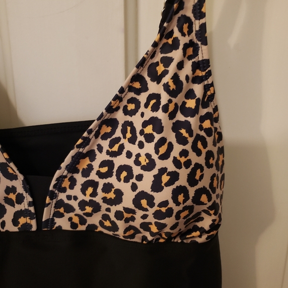 Two Piece Black and Animal Print Swim Suit - Picture 3 of 14